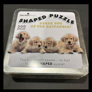 4 LITTLE PUPPIES 500 PIECE SHAPED JIGSAW PUZZLE BY PAPER HOUSE PRODUCTIONS